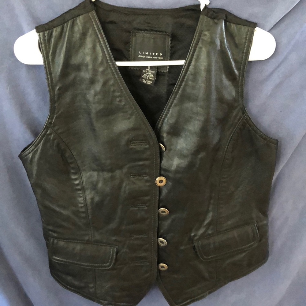 Limited London Paris New York leather vest
